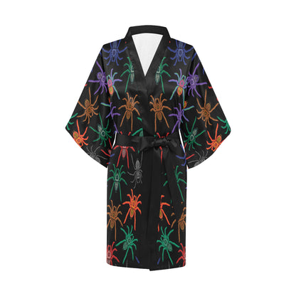 Tarantula Neon Color Pattern Print Design 03 Women's Short Kimono