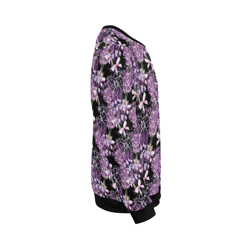 Lavender Pattern Print Design LV06 Men Long Sleeve Sweatshirt