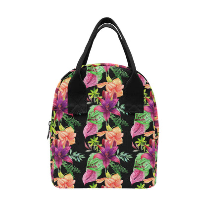 Amaryllis Pattern Print Design AL09 Insulated Lunch Bag