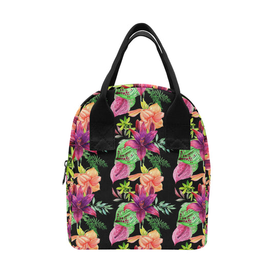 Amaryllis Pattern Print Design AL09 Insulated Lunch Bag