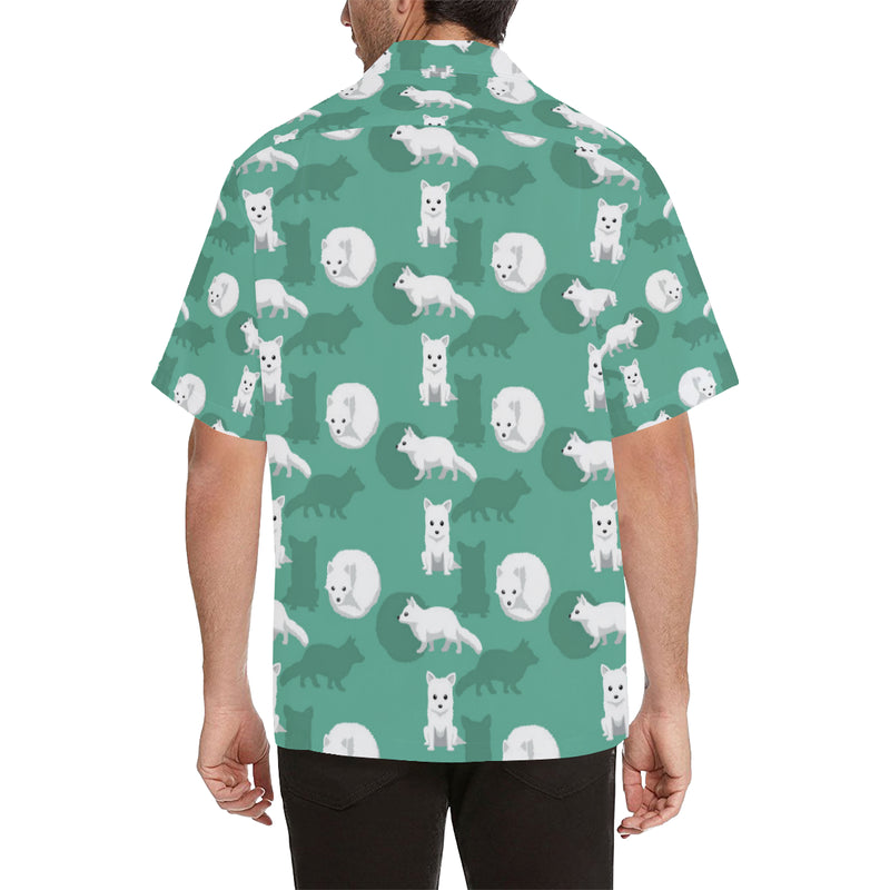 Arctic Fox Pattern Print Design Men's Hawaiian Shirt