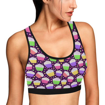 Cupcake Pattern Print Design CP07 Sports Bra