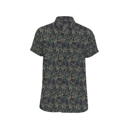 Palm Tree Background Design Print Men's Short Sleeve Button Up Shirt