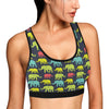 Elephant Neon Color Print Pattern Sports Bra