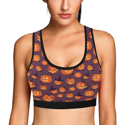 Halloween Pumpkin Pattern Print Design 03 Sports Bra - JorJune