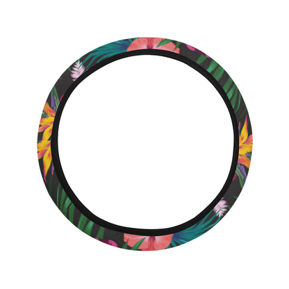 Hawaiian Flower Hibiscus tropical Steering Wheel Cover with Elastic Edge