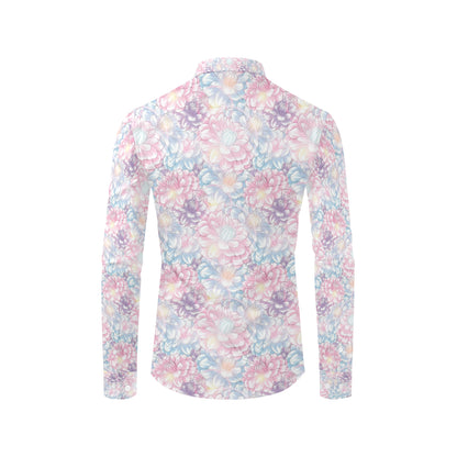 Dahlia Pattern Print Design 01 Men's Long Sleeve Shirt