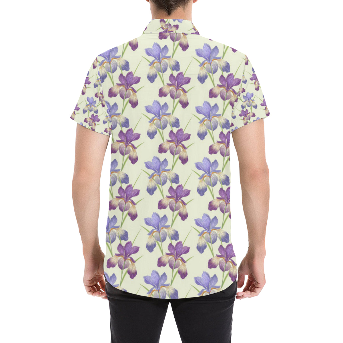 Iris Pattern Print Design IR08 Men's Short Sleeve Button Up Shirt