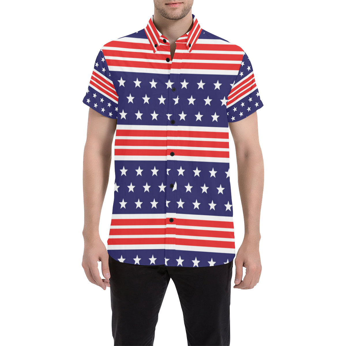 Patriotic Pattern Print Design A04 Men's Short Sleeve Button Up Shirt