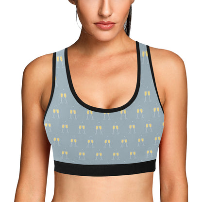 Champagne Pattern Print Design 03 Sports Bra