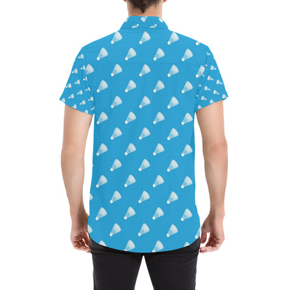 Badminton Ball Pattern Print Design 08 Men's Short Sleeve Button Up Shirt