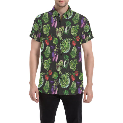 Lettuce Pattern Print Design 01 Men's Short Sleeve Button Up Shirt