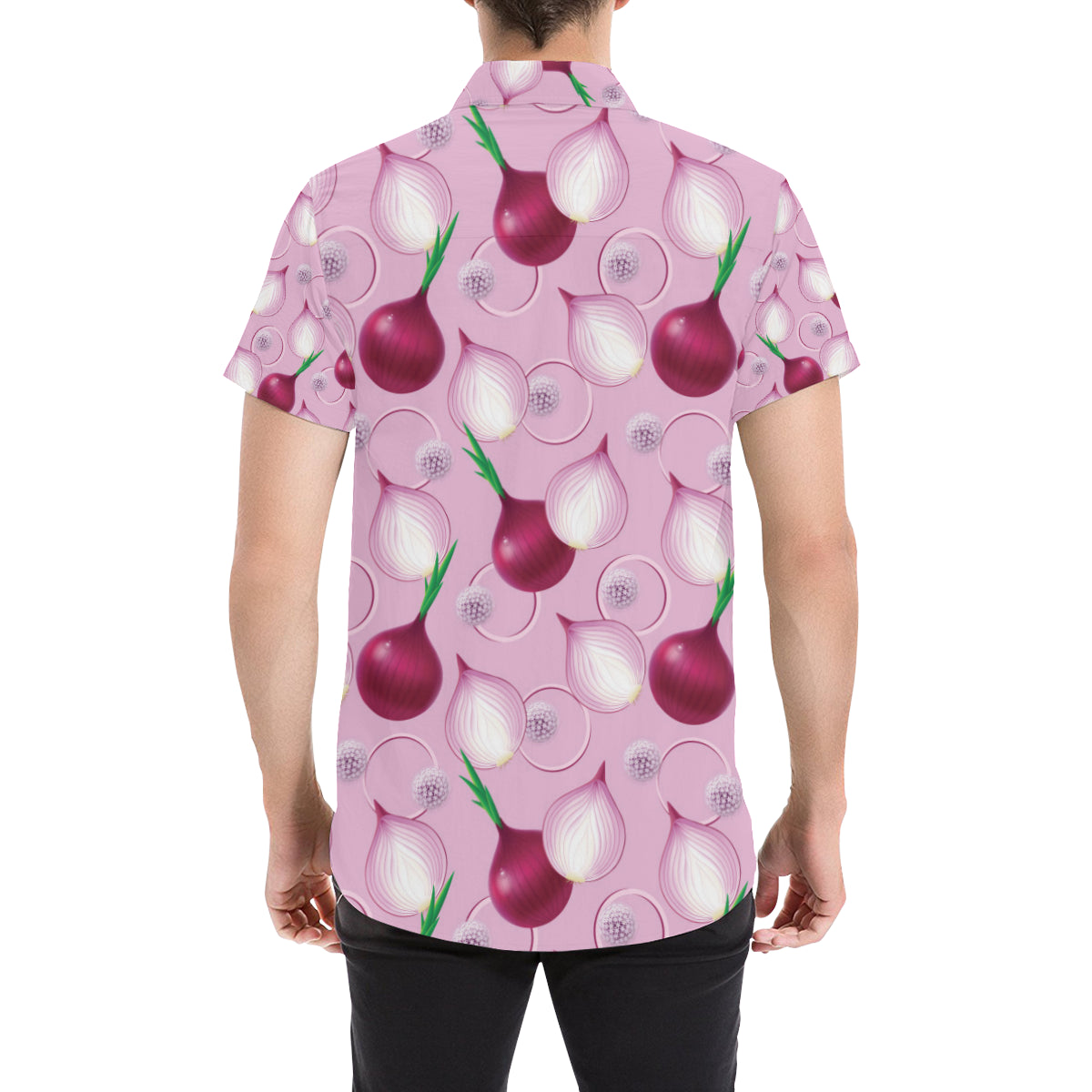 Onion Pattern Print Design A01 Men's Short Sleeve Button Up Shirt