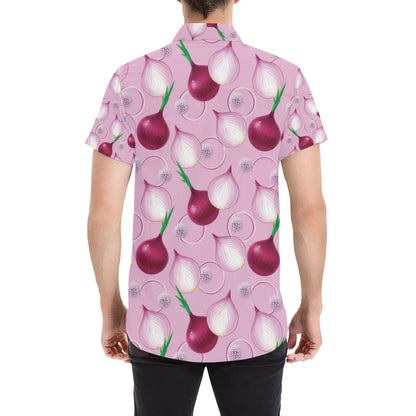 Onion Pattern Print Design A01 Men's Short Sleeve Button Up Shirt