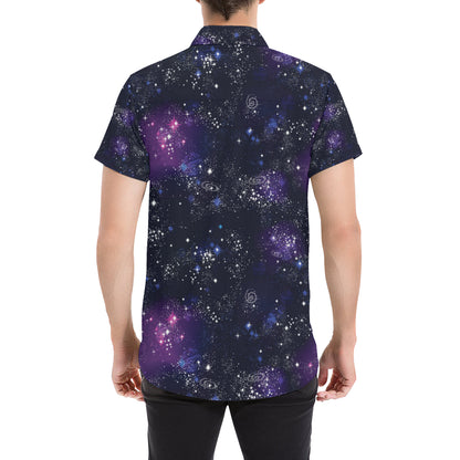 Cosmic Pattern Print Design 03 Men's Short Sleeve Button Up Shirt