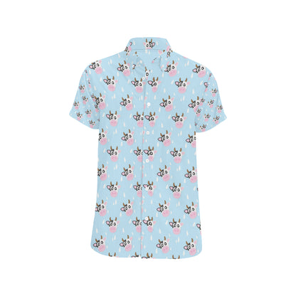 Cow Pattern Print Design 07 Men's Short Sleeve Button Up Shirt