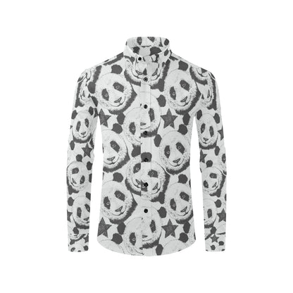 Panda Pattern Print Design A02 Men's Long Sleeve Shirt