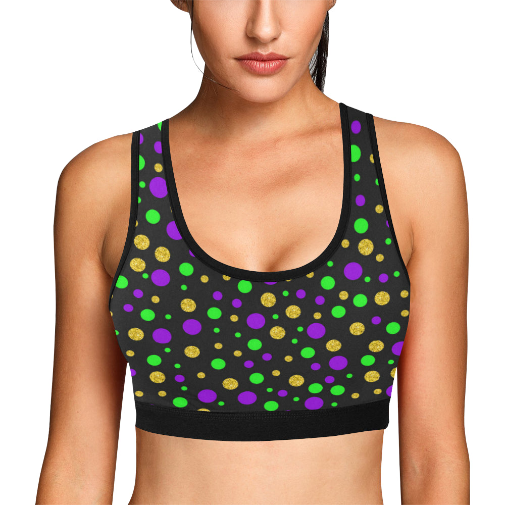 Mardi Gras Pattern Print Design 07 Sports Bra