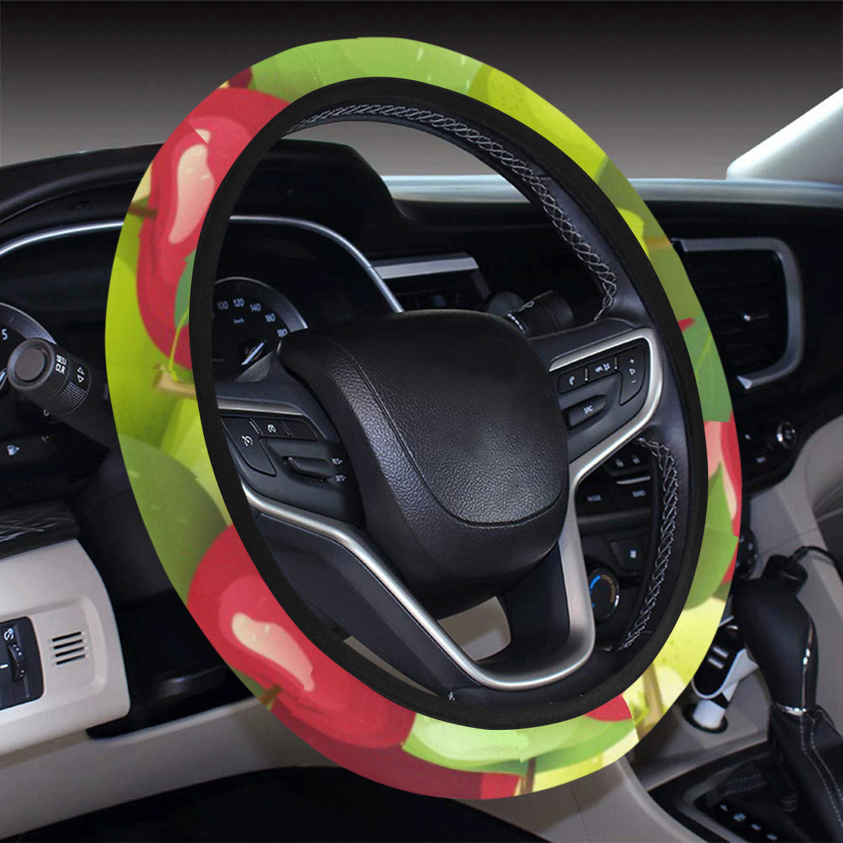 Apple Pattern Print Design AP03 Steering Wheel Cover with Elastic Edge