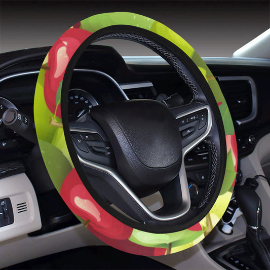 Apple Pattern Print Design AP03 Steering Wheel Cover with Elastic Edge