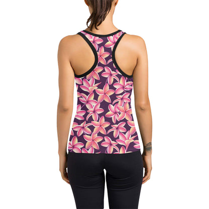 Purple Plumeria Pattern Print Design PM010 Women's Racerback Tank Top