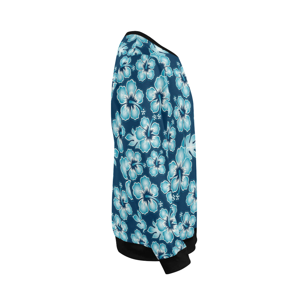Blue Hibiscus Pattern Print Design HB011 Men Long Sleeve Sweatshirt