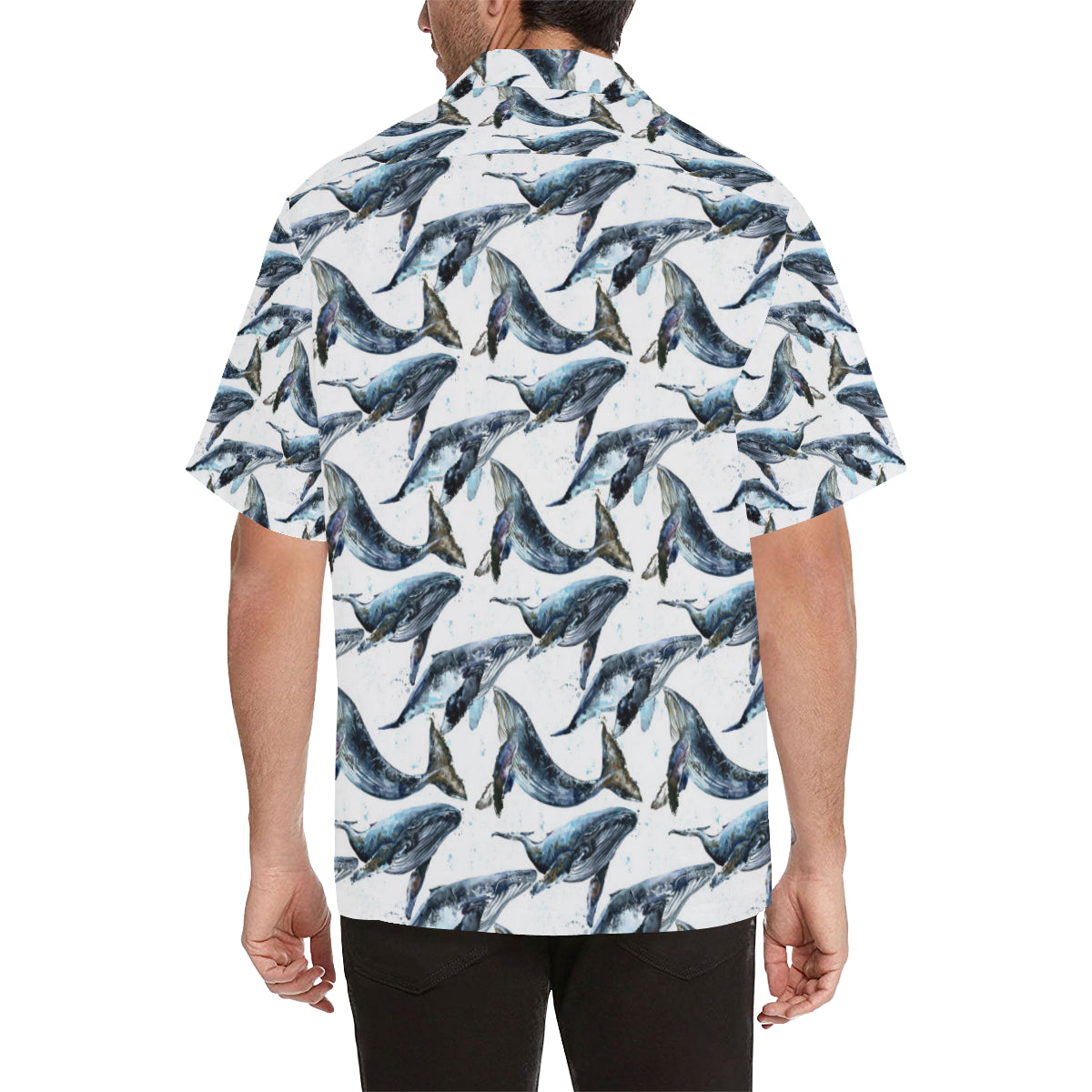 Blue Whale Pattern Print Design 03 Men's Hawaiian Shirt