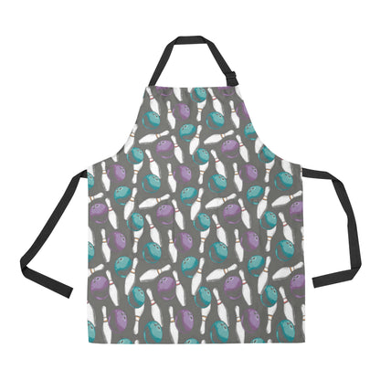 Bowling Pattern Print Design 03 Apron with Pocket