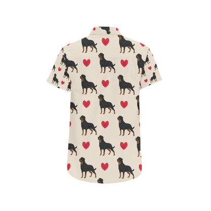 Rottweiler Pattern Print Design A02 Men's Short Sleeve Button Up Shirt