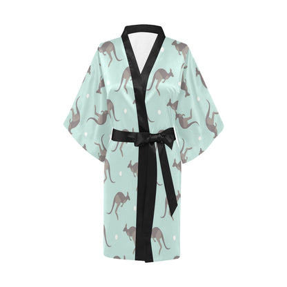 Kangaroos Pattern Print Design 04 Women's Short Kimono