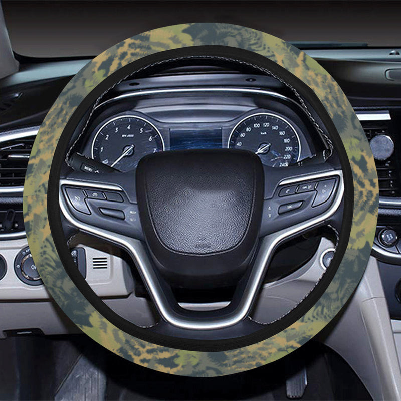 Camouflage Tropical Pattern Print Design 04 Steering Wheel Cover with Elastic Edge