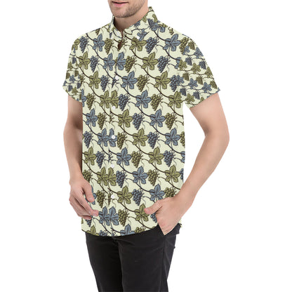 Grape Pattern Print Design GP03 Men's Short Sleeve Button Up Shirt