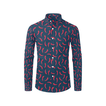 Chilli Pepper Pattern Print Design 03 Men's Long Sleeve Shirt