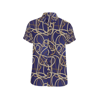 Rope Pattern Print Design A01 Men's Short Sleeve Button Up Shirt
