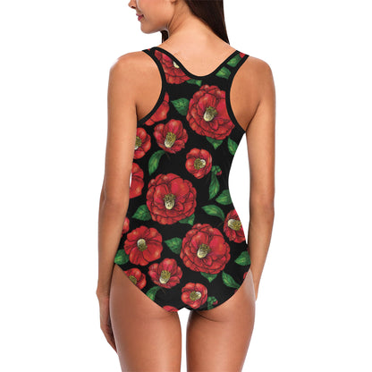 Camellia Pattern Print Design CM07 Women Swimsuit