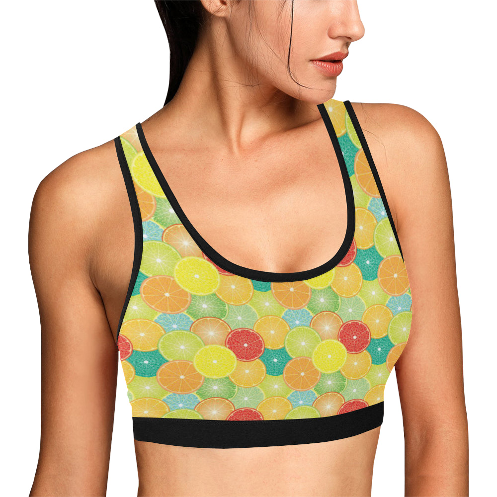Citrus  Pattern Print Design 01 Sports Bra