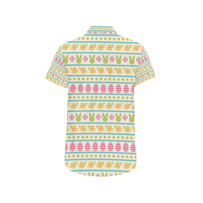 Easter Eggs Pattern Print Design RB016 Men's Short Sleeve Button Up Shirt