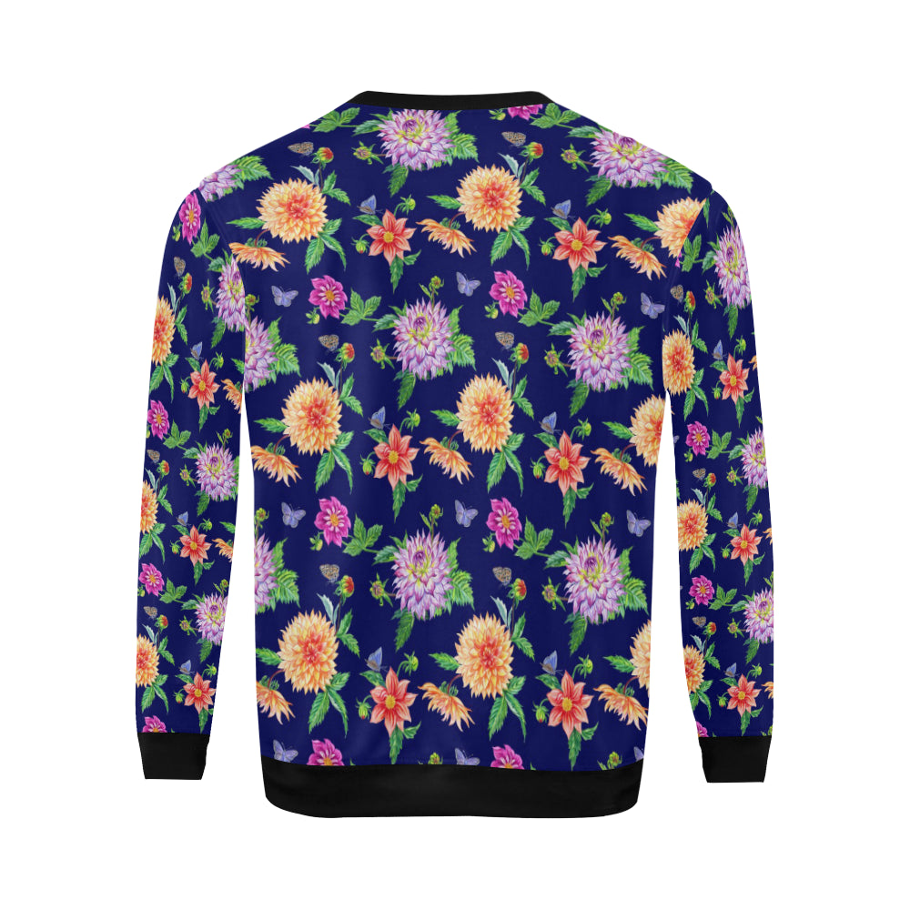 Dahlia Pattern Print Design DH010 Men Long Sleeve Sweatshirt