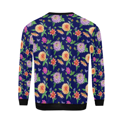 Dahlia Pattern Print Design DH010 Men Long Sleeve Sweatshirt