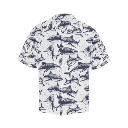 Great White Shark Pattern Print Design 02 Men's Hawaiian Shirt