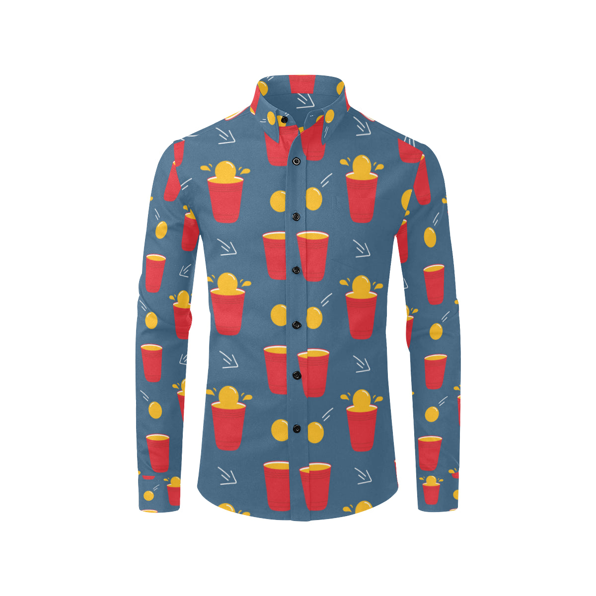 Beer Pong Pattern Print Design 02 Men's Long Sleeve Shirt