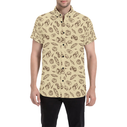 Bread Pattern Print Design 04 Men's Short Sleeve Button Up Shirt