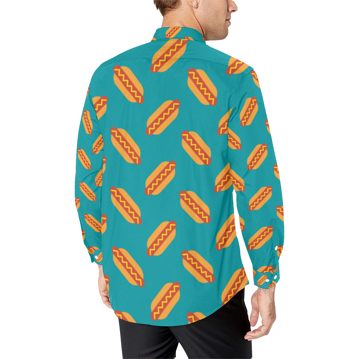 Hot Dog Pattern Print Design 03 Men's Long Sleeve Shirt