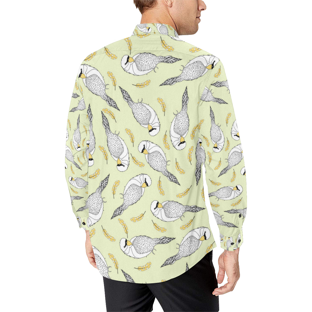 Parakeet Pattern Print Design A03 Men's Long Sleeve Shirt