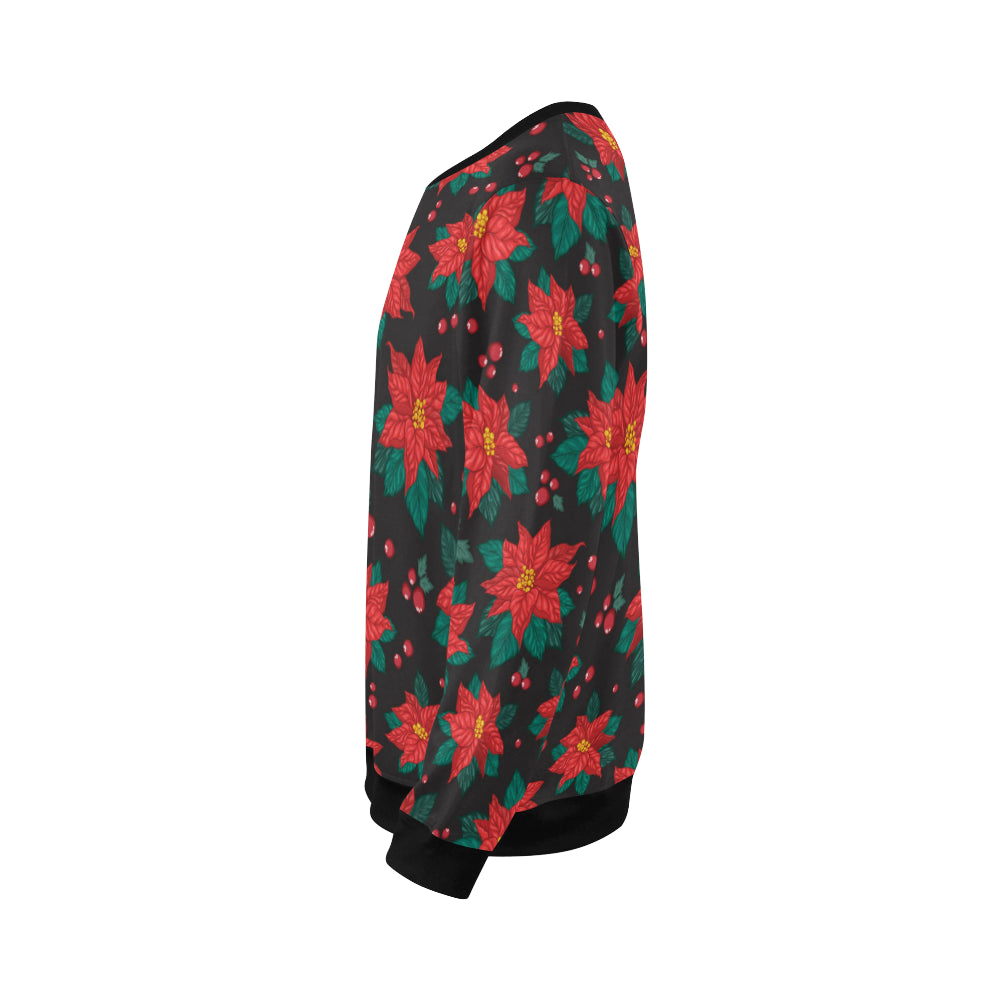 Poinsettia Pattern Print Design POT07 Men Long Sleeve Sweatshirt