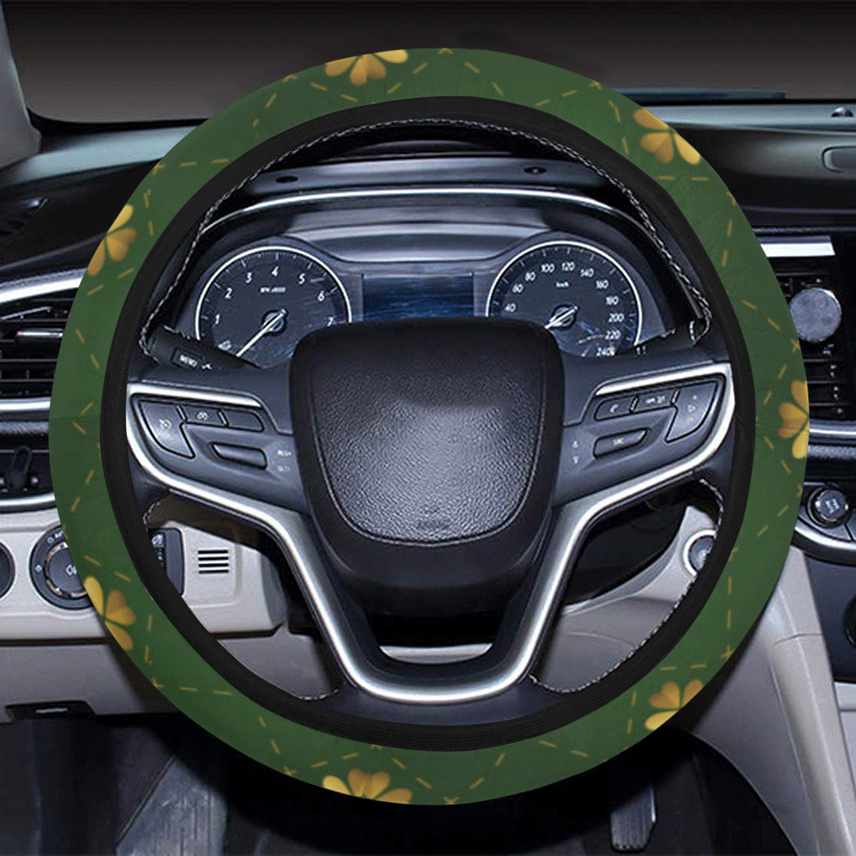 Clover  Pattern Print Design 01 Steering Wheel Cover with Elastic Edge