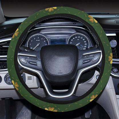 Clover  Pattern Print Design 01 Steering Wheel Cover with Elastic Edge