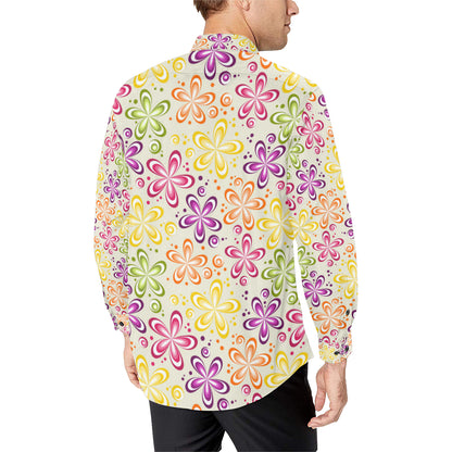 Flower Power Colorful Design Print Men's Long Sleeve Shirt