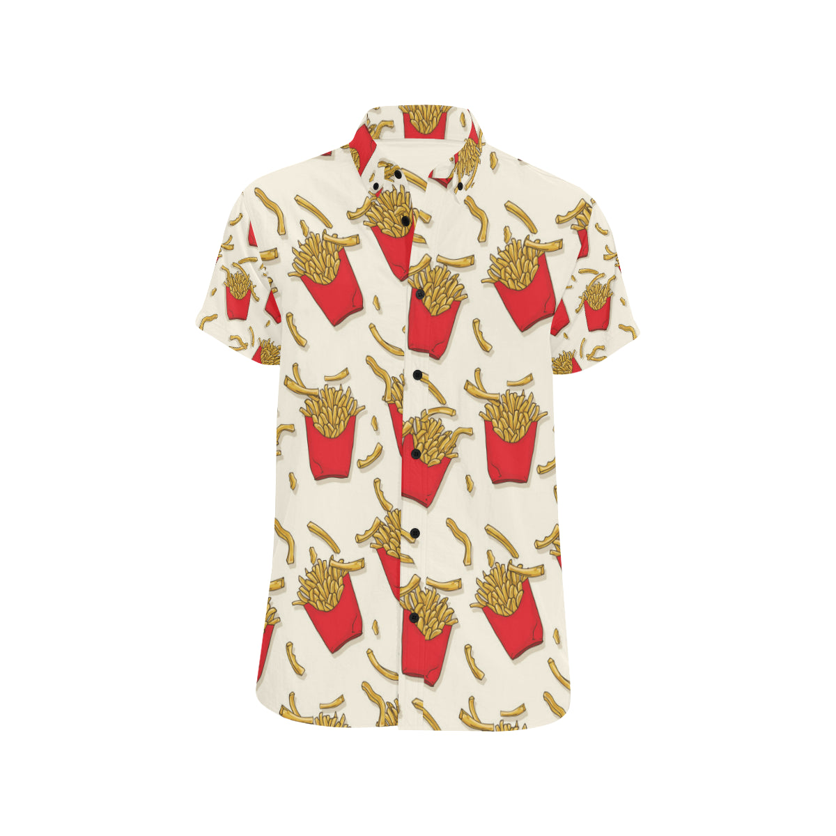 French Fried Pattern Print Design 01 Men's Short Sleeve Button Up Shirt
