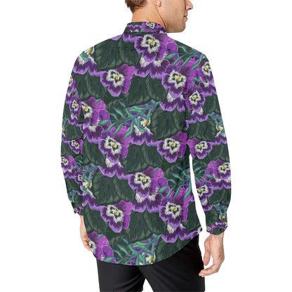 Pansy Pattern Print Design PS07 Men's Long Sleeve Shirt